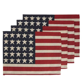 12X18 Palcový Americká Vlajka stolová Bielizeň , 4PCS Európsky Štýl Tabuľky Miesto Rohože USA obrus pre Kuchyňa