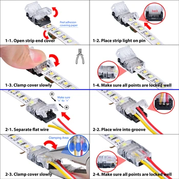 10pcs 3pin cesta 10 mm Rýchly Konektor pre 5050 Non-nepremokavé Dual Farebné LED Pásy na Drôtené Káblové Pripojenie Vodiča Terminálov
