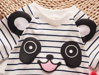 BibiCola chlapcov, oblečenie set sa deti letné panda cartoon deti voľný čas bib oblečenie sady pre deti vyhovovali Pruhované tričko kusy oblečenia