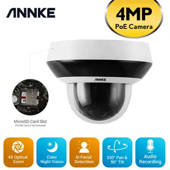 ANNKE Najchytrejší 4MP Super HD PTZ POE IP Bezpečnostné Kamery 4X Optický Zoom Dohľadu Kamery S AI Detekciu Audio Nahrávanie