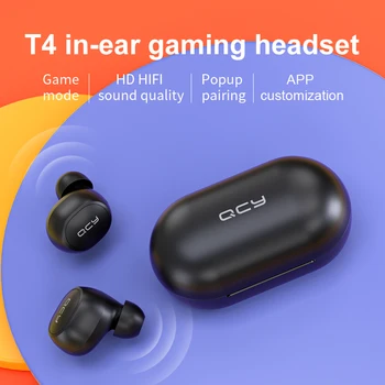 QCY T4 TWS Bluetooth V5.0 Športové Bezdrôtové Slúchadlá APP Prispôsobenie 3D Stereo Slúchadlá Mini v Uchu Duálny Mikrofón