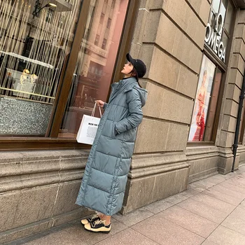 2019 Zimná Bunda Pre Ženy, X-dlhý s Kapucňou Bavlna Čalúnená Ženy Kabát Kvalitné Teplé Outwear Dámske Vetrovka Manteau Femme