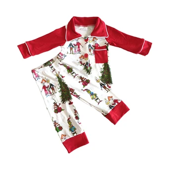 Nový príchod veľkoobchod/maloobchod vianočné oblečenie baby chlapci vrecku topy a nohavice 2 ks nastaviť boutique chlapec pyžamo nastaviť