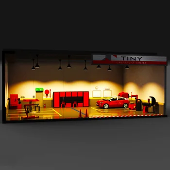 1/43 Údržby Auto Dielňa-Garáž Model Scény Simulácia Svetlé Luster F Vozidla Hračky, Príslušenstvo, Diely Fanúšikov Zber