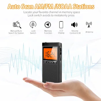 Nové Núdzové Vreckové Rádio NOAA AM FM Počasie Rádio Kompaktné Prenosné Automatické Vyhľadávanie Stereo Rádio, Zabudovaný Reproduktor, Alarm Clock Radio