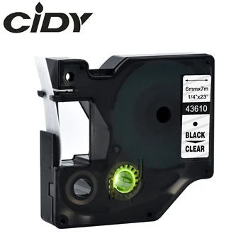 CIDY 1pcs Kompatibilné Dymo D1 6 mm Označenie Páskou 43610 Čierne na jasné Označenie Pásky pre Dymo Label Manager 160 280 210