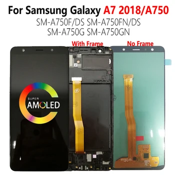 Super AMOLED Pre SAMSUNG Galaxy A7 2018 A750 LCD Displej SM-A750FN/DS A750F Obrazovky Dotykového Snímača Digitalizátorom. S montážou Rámu