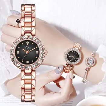 Top Značky Crystal Hodinky pre Ženy Dámske Náramkové hodinky Ženy Diamond Luxusné Hodinky Quartz Šaty Hodiny Balíček Relojes Para Mujer