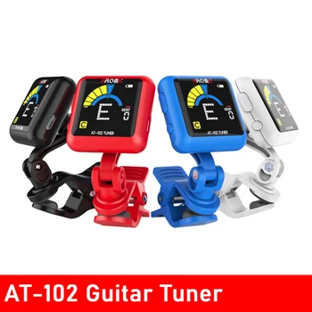 ARÓMA NA-102 Nabíjateľná Clip-on Guitar Tuner Farebný Displej s vstavanú Batériu, USB Kábel pre Gitaru, Bass Drumbľa