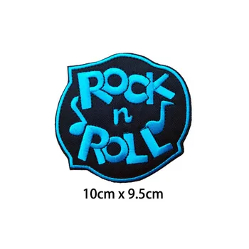 Rock and roll modrý odznak žehlička na patch, hudobná skupina, logo embroidere textílie odznak, batoh jean handričkou patch urob si sám