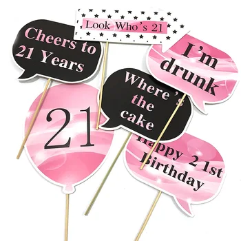 FEESTIGO 20pcs/set 21. Happy Birthday Party Photobooth Rekvizity DIY Fotografie Dievčatá Brithday Dekorácie Dodávky