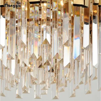 Manggic luxusná nerezová oceľ krištáľový luster pre obývacia izba Moderne zlato krištáľový luster LED svetlá