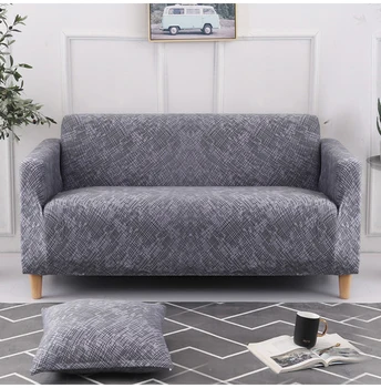 Sivá farba gauč kryt Vytlačené gauči kryt Polyester lavičke Zahŕňa Pružný elastický Nábytok Poťahy Na Vianoce domov dekor