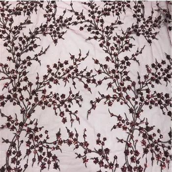 Lace114 Kvety D Sequin Výšivky, Tkaniny Sequined Textílie Pre ženské Šaty A Večerné Šaty s Čipkou Oka Dekorácie Tkaniny
