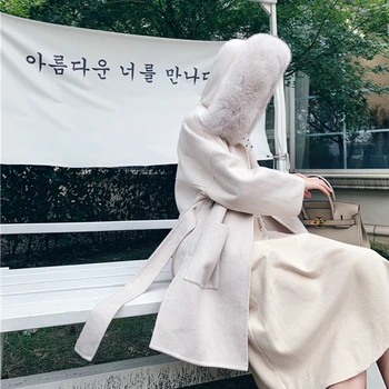 Módne Luxusné Žena Coats Jeseň Zima 2020 Nové Kórejská Verzia Moderné Hrúbka Nadprirodzené Pohodlný Reálne Vlny Kabát