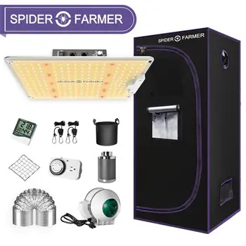 Spider Poľnohospodár 1000W LED Rásť Svetlo+70x70x160cm Rásť Stan Súpravy s Uhlíkovým Filtrom, Systém Pre Vnútorné Výsev ZELENINY Rastliny, Kvety