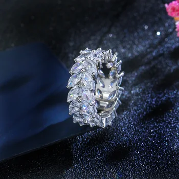 Prstene pre Ženy Zirkón Prst Prstene Biele Zlato Doska Pre Ženy-Darčeky Crystal Kamenný Kruh Nádherné Módne Svadobný Prsteň, Šperky