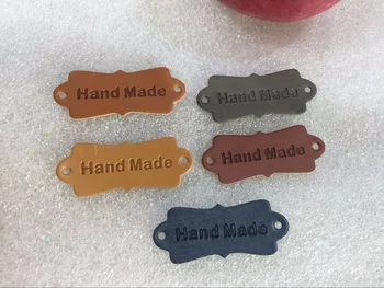 Móda anglický Ručné PU kožené štítky pre Remeselné Šitie štítok 50 ks/veľa/ ručne vyrobené label /ručne vyrábané kožené štítok