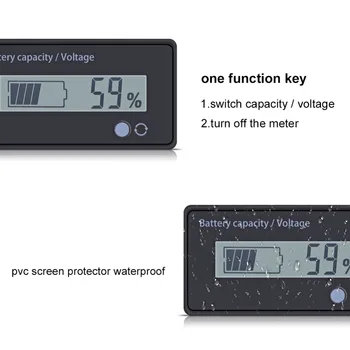 LCD Displej attery Indikátor 12V Olovených Batérií palivomer Voltameter Indikátor Meter LCD Displej S Prackou