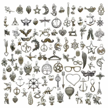 100ks Zliatiny Zinku Antique Silver Charms Prívesky, Šperky poznatky Pre DIY Náhrdelník Náramok Náušnice Šperky Remeselnú Výrobu