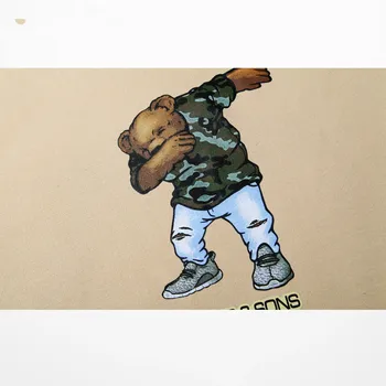 Kanye west Jesenné A Zimné Móda Vtipné Mikiny Cartoon Medveď Tlač Harajuku Mŕtvych Lietať Khaki, Mikiny Pánske