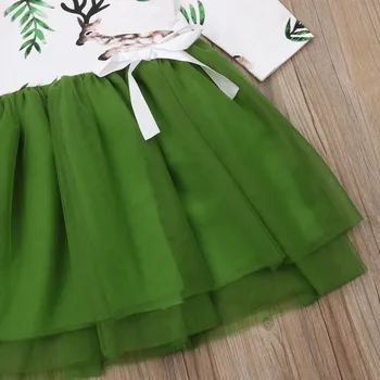 Roztomilý Vianočný kostým Zelenej tutu Dlhý rukáv bavlna Obal šaty pre Dieťa Dievčatá Kojenecká Deti, Oblečenie pre Deti Batoľa Oblečenie