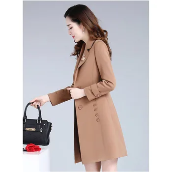 Windbreaker žena dlhej časti 2019 nové jeseň temperament Slim tenkú vrstvu tenké časti jeseň kabát A454