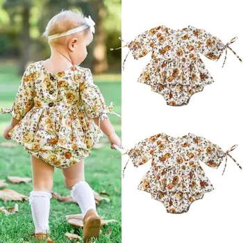 Batoľa Sweet Baby Dievčatá Letné Oblečenie Kvetinový Romper Jumpsuit Šaty Oblečenie Nové