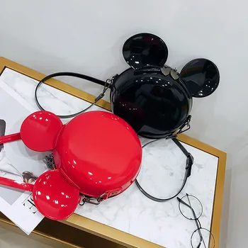 2019 Disney Mickey Mouse Ženy kabelka Minnie Diagonálne Rameno Taška Ležérne Módne Dievča PU Malé Okrúhle Taška Narodeninám
