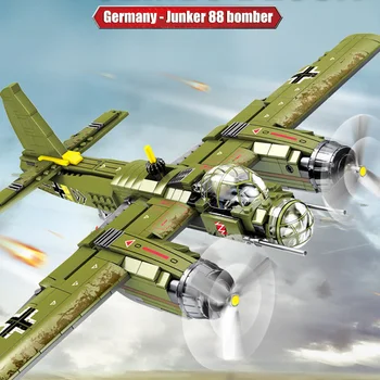 559PCS Vojenské Ju-88 Bombardovacie Lietadlo Stavebné Bloky WW2 Vrtuľník Kompatibilné DIY Model Nastaviť Tehly Dar, Hračky Pre Deti,