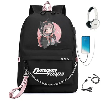 Anime Danganronpa monokuma Nagito Komaeda USB Nabíjanie Batoh mužov Školské tašky Ženy taška Cestovný notebook Mochilas
