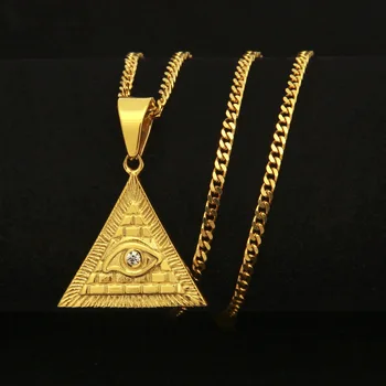 2018 Nový Vysoko kvalitnej Nerezovej Ocele Vintage pyramídy Eye of Horus prívesok módne Mužov Hiphop náhrdelník muž šperky