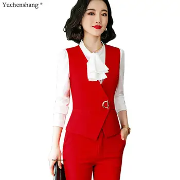 Móda 2019 Lete Ženy, Formálne Slim Vesta Office Dámy Pracovné Oblečenie Bez Rukávov Saka Bundy Kabát Červená Čierna