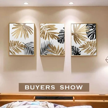 Nordic Moderné zlaté rastlín leaf plagáty vytlačí plátne, obrazy na stenu umenia pre obývacia izba dekor pre spálne estetické Dielo