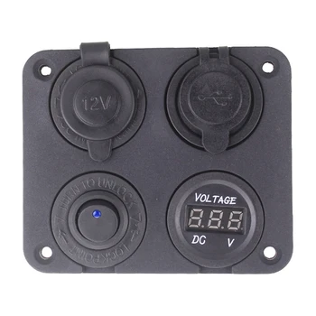12V Dual USB Auto Zásuvky pre zapaĺovač Splitter Auto Nabíjačka do Auta Napájací Adaptér Voltmeter Panel Auto Príslušenstvo