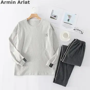 Armin Arlat Sleepwear Vyhovovali Pajama Ženy Výšivky Pujamas Bežné Jeseň/Zima Dirl Spánku Set Bavlna Domáce Oblečenie 2KS
