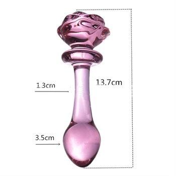 3 Štýly Sklenené Dildo Crystal Glass Ružové Ruže Kvet Tvar Vaginálny, Análny Zadok Plug Samostatne Pohodlie Masturbator Sexuálne Hračky pre Ženy Muži