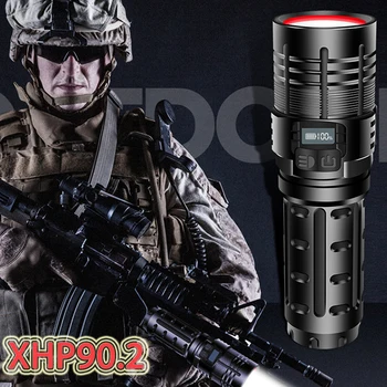 Najsilnejší Xhp90.2 Led Baterka Pochodeň Xhp90 Taktické Mini Vojenskú Baterku, USB 18650 Nabíjateľná Ručné Svietidlo led Lanterna