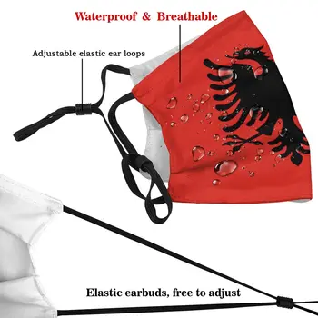 Albánsko Vlajka Unisex Opakovane Tvár Masku s filtrom Proti Oparu Prachotesný Maska na Ochranu Maska Respirátor Úst Utlmiť