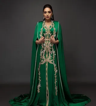 Svetlo Zelená Marocký Caftans Večerných Šiat, Výšivky Appliques Elegantné Dlhé Formálne Šaty Dubaj arabčina elbise abiye Strany Ša