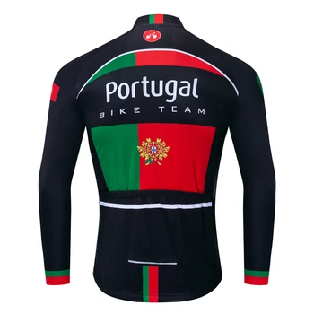 Portugalsko Požičovňa Dlhý Rukáv Cyklistika Dres Muži Oblečení Pro Team Vonkajšie Cyklistické Oblečenie Ropa Ciclismo Červené Športové Zelená