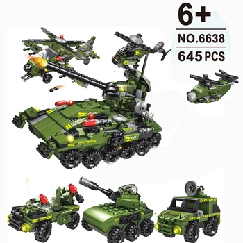 2020 710PCS Nádrž Stavebné Bloky, Vozidiel, Lietadiel Chlapec Hračky Údaje Vzdelávacie Bloky Vojenské Kompatibilné LegoINGlys Tehly