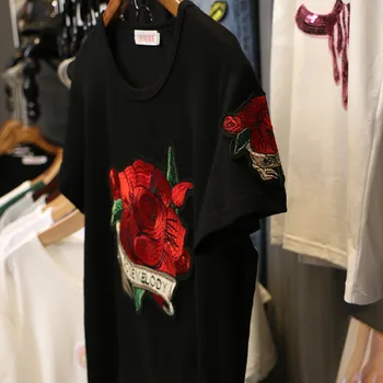 Hiawatha Rose Výšivky Topy Tees 2020 Ženy Letné Tričko Krátky Rukáv Fashion Bavlna Voľné kórejský T Košele TX037