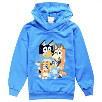 Bluey 2020 Jar Jeseň Chlapci anime Vytlačené Hoodies Dievčatá Streetwear Deti detský Oblečenie Baby Vtipné tričká, Topy