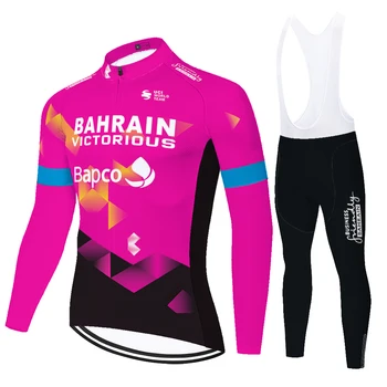 2021 Pro Team BAHRAJN leto jar Č Thermal Fleece, cyklistika dres Mužov Dlhý Rukáv maillot ciclismo hombre Oblek