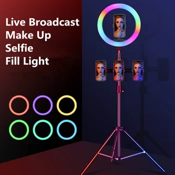 33 cm 26 cm RGB Krúžok Svetlo S 1,5 m Statív Telefón Klip Selfie Farebné Fotografie Osvetlenie pre make-up Vlog Krátke Video YouTube