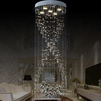 Luxusné Točité Schody Krištáľový Luster Kruhovým LED Villa Obývacia Izba Dlho Stropné Svietidlo Moderného Stručné Crystal Závesné Svetlo