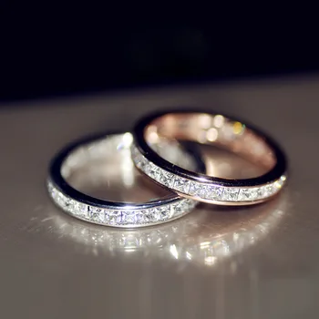 LXOEN Boho Námestie Crystal CZ Kameň Zásnubný Prsteň Strieborná Farba Ženy, Svadobné Prst Krúžky Módne Promise Ring, Šperky Darček