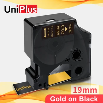 UniPlus 45814 Zlata na Čierne 19 mm*7m Označenie Páskou Kompatibilné Dymo Label Maker Stroj Dymo D1 Pásky pre Dymo MobileLabeler Tlačiareň