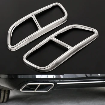 Auto 2ks Nehrdzavejúcej Ocele, Striebra Zadné Výfukové Chvost Rúry Rámu Orezania vhodné pre Volvo S90 V90 2017 2018 Príslušenstvo